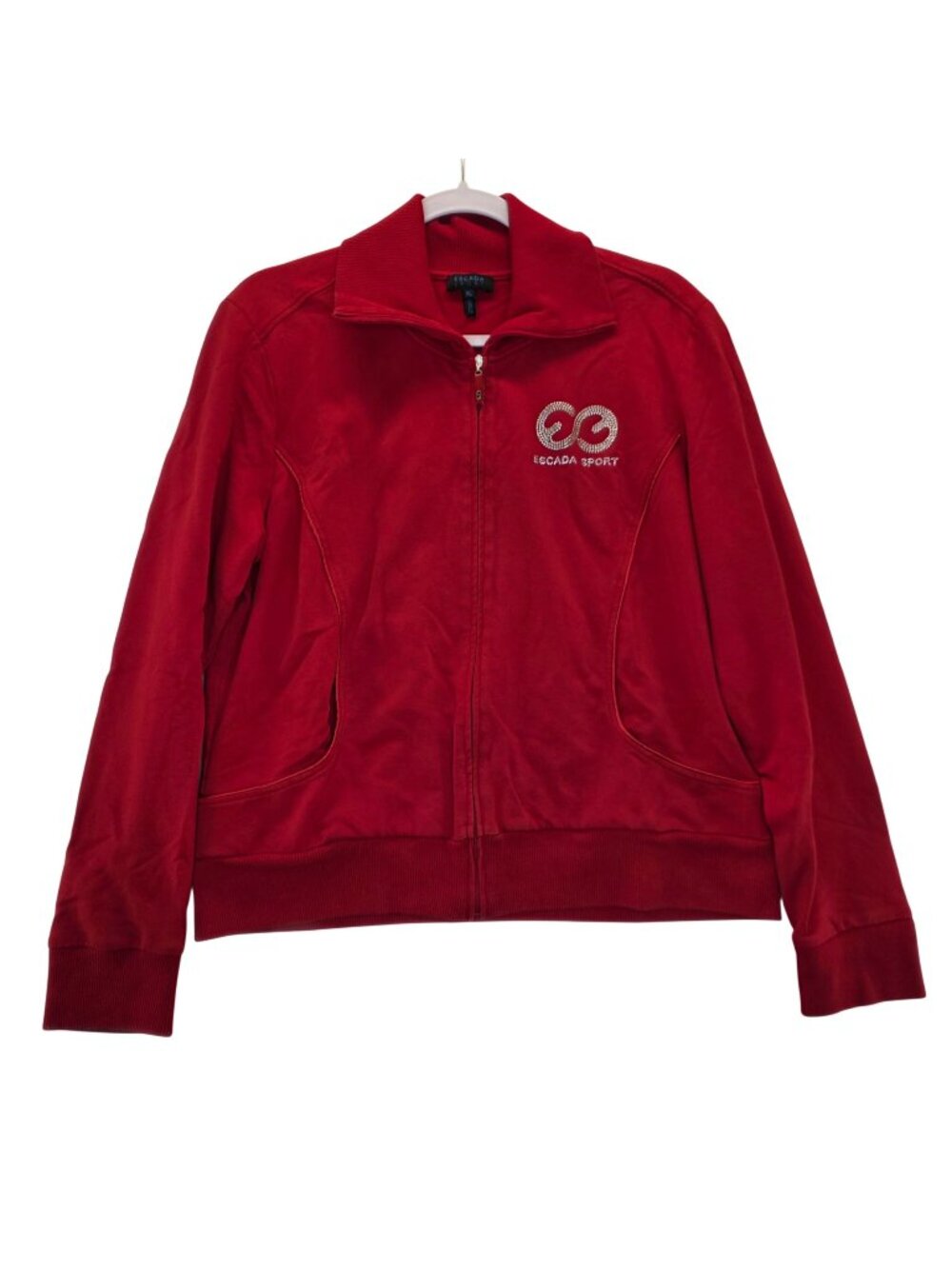Escada Sport Red Zip-Up Track Jacket XL Cotton Blend Womens